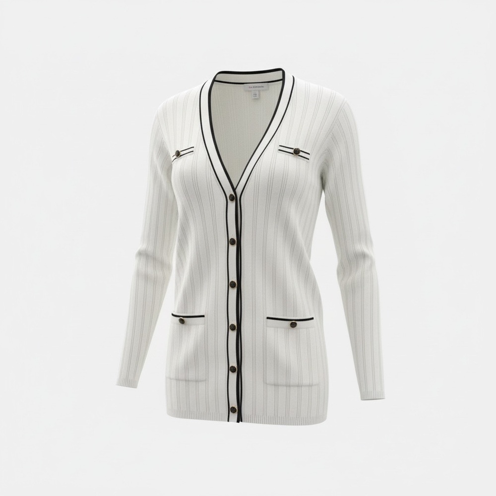 Liz Claiborne Women's Cardigan with Black Trim - Picture 3 of 7
